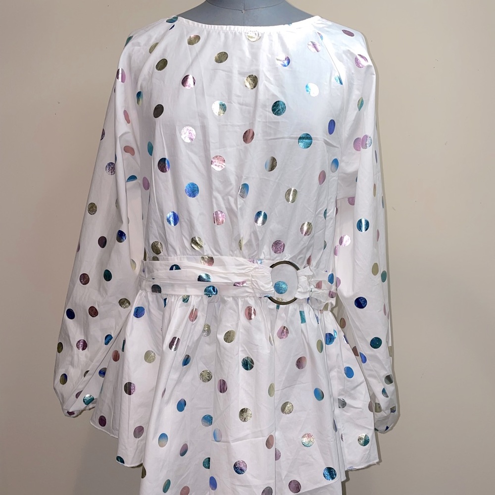White Top with pastel polkadots